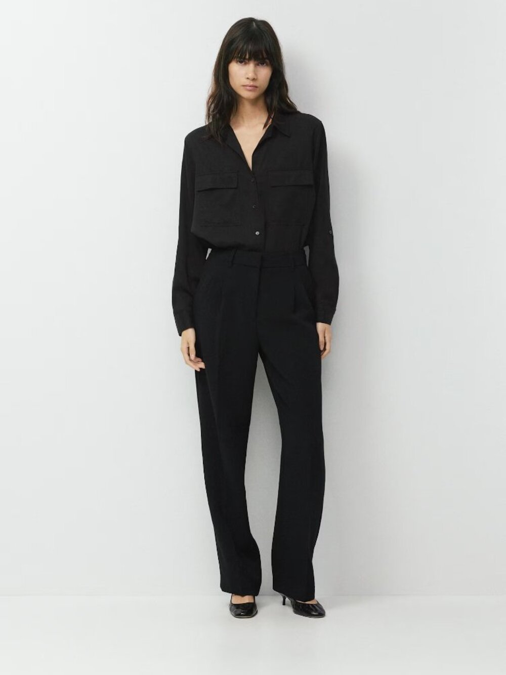 Wilfred Aritzia Classic High-Waist Black Wide-Leg Pants Size 4 EUC Office Work